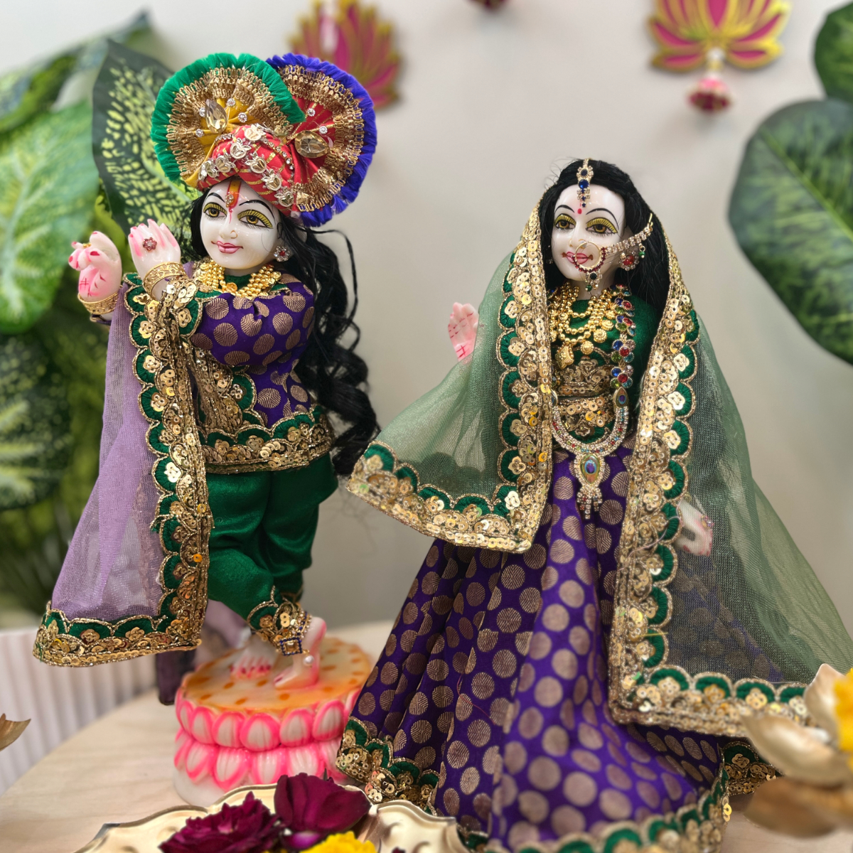 Radha Krishna Poshak – Purple & Green Traditional (Only Dress)