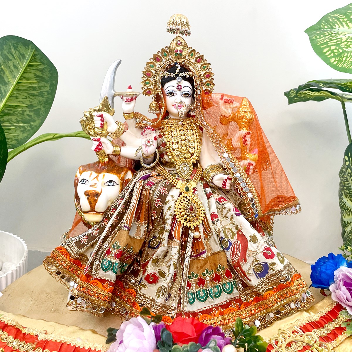 Divyarupa Mata Rani Vastra - Traditional Printed Lehenga Choli Set (Only Dress)