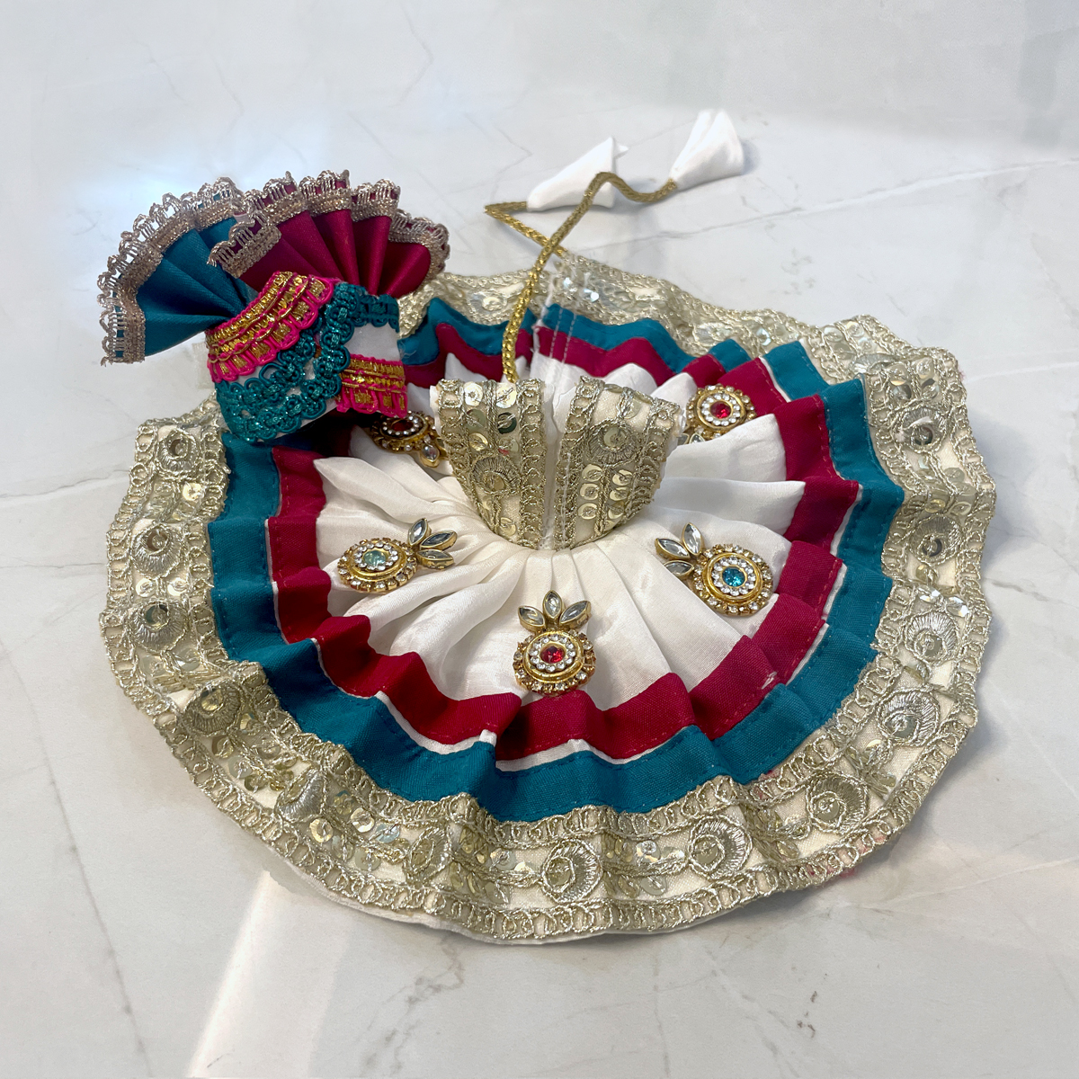 The Rang-Bahar Collection: Designer Tri-Tone Ensemble with Kundan Work