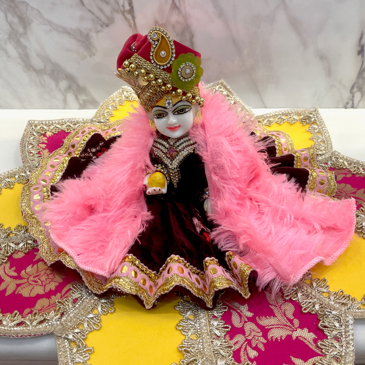 Pink Fluff & Velvet: Cozy Winter Poshak for Laddu Gopal