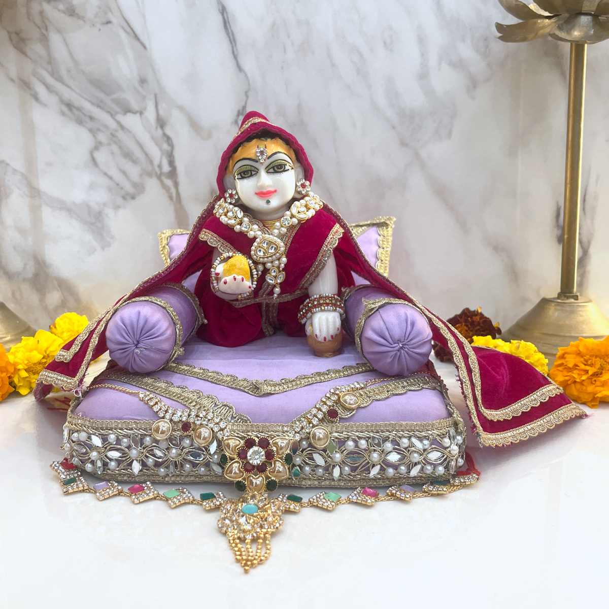 Premium Magenta Velvet Laddu Gopal Poshak