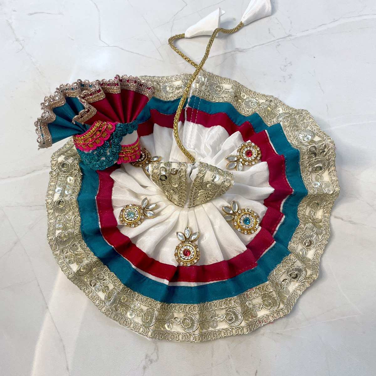 The Rang-Bahar Collection: Designer Tri-Tone Ensemble with Kundan Work - Image 2