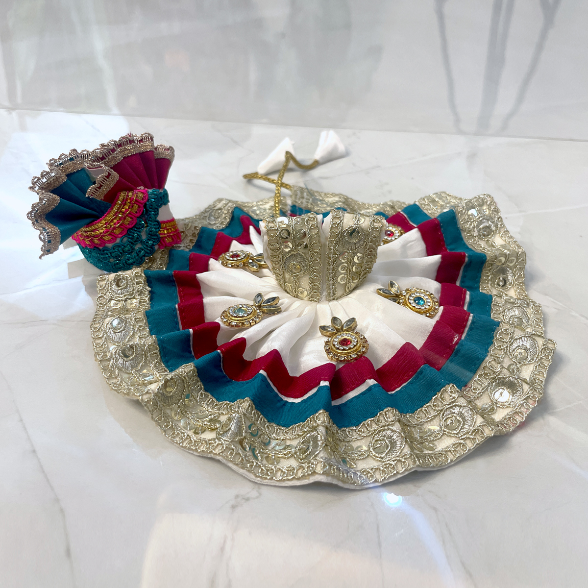 The Rang-Bahar Collection: Designer Tri-Tone Ensemble with Kundan Work - Image 3