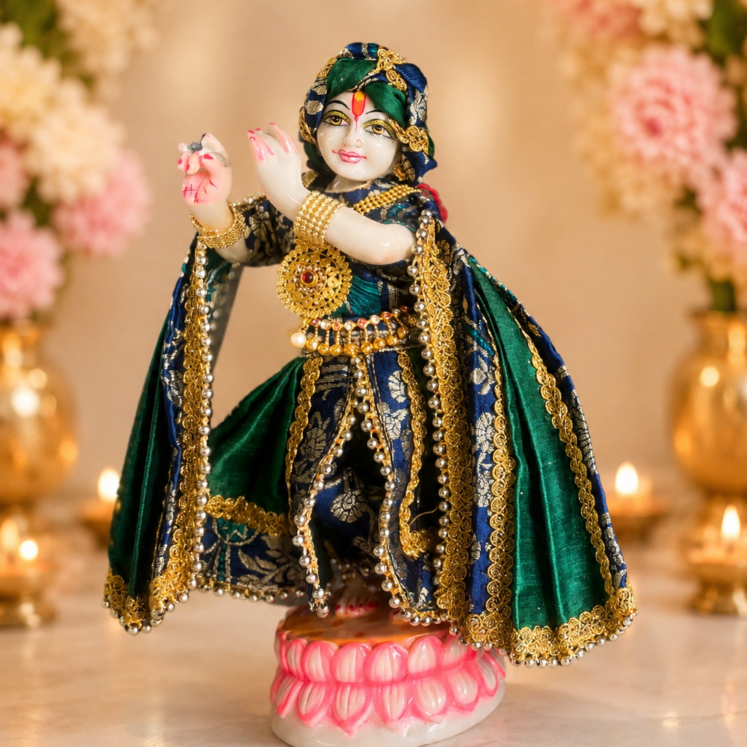 Midnight Emerald Shringar- Shree Krishna Poshak