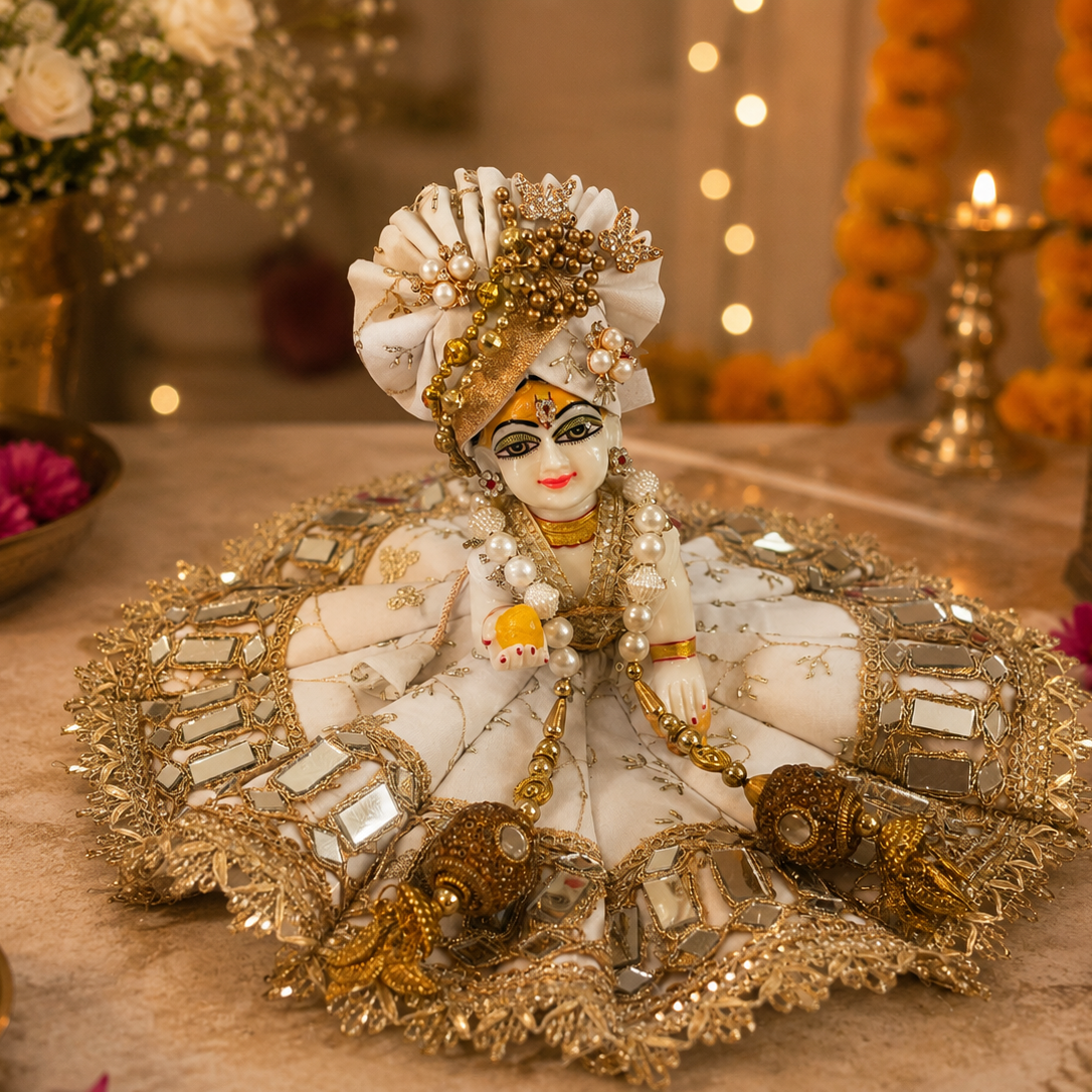 Shvet Kanak Poshak For Ladoo Gopal